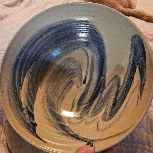 Bromwell Artistic Ceramic Bowl with Blue Swirl Design - Picture 2 of 9